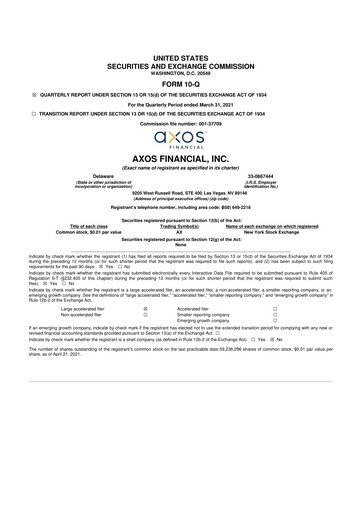 Thumbnail Axos Financial
 10-Q Quarterly Report FY2021 