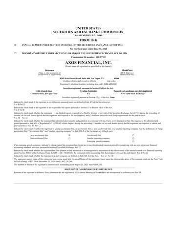 Thumbnail Axos Financial
 10-K Annual Report 2021