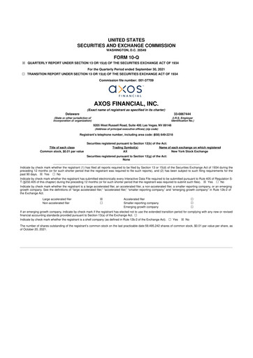 Thumbnail Axos Financial
 10-Q Quarterly Report FY2022 