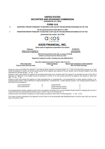 Thumbnail Axos Financial
 10-Q Quarterly Report FY2022 