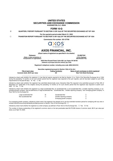 Thumbnail Axos Financial
 10-Q Quarterly Report FY2025 