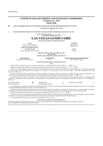 Thumbnail Las Vegas Sands 10-K Annual Report 2020