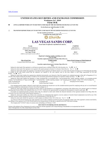 Thumbnail Las Vegas Sands 10-K Annual Report 2024