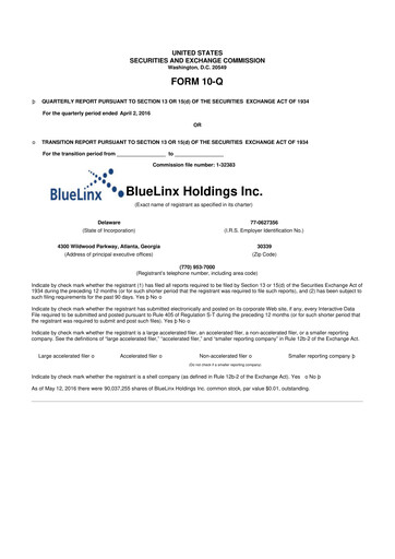 Thumbnail Bluelinx 10-Q Quarterly Report FY2016 