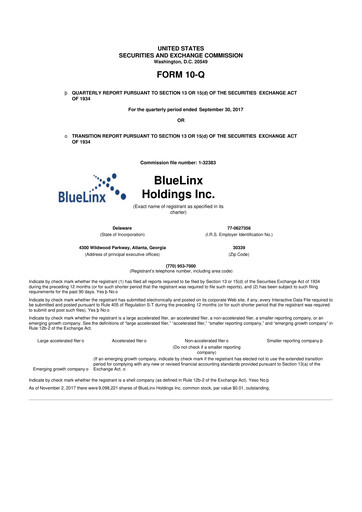 Thumbnail Bluelinx 10-Q Quarterly Report FY2017 
