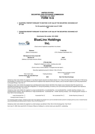Thumbnail Bluelinx 10-Q Quarterly Report FY2020 