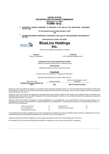 Thumbnail Bluelinx 10-Q Quarterly Report FY2021 