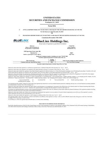 Thumbnail Bluelinx 10-K Annual Report 2023