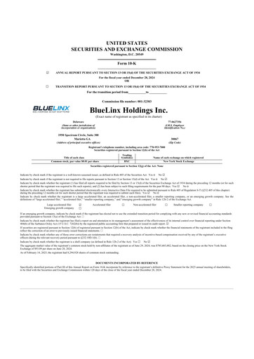 Thumbnail Bluelinx 10-K Annual Report 2024