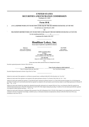 Thumbnail Houlihan Lokey
 10-K Annual Report 2018