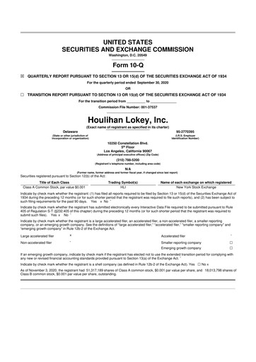 Thumbnail Houlihan Lokey
 10-Q Quarterly Report FY2021 