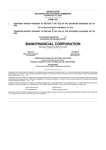 Thumbnail BankFinancial 10-Q Quarterly Report FY2014 
