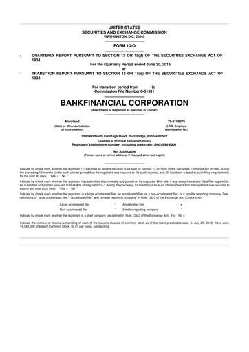 Thumbnail BankFinancial 10-Q Quarterly Report FY2016 