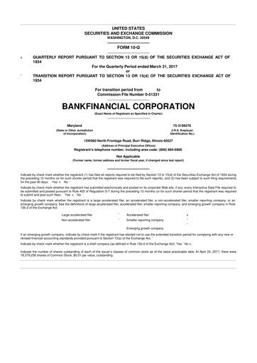 Thumbnail BankFinancial 10-Q Quarterly Report FY2017 