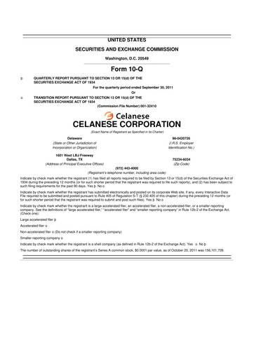 Thumbnail Celanese 10-Q Quarterly Report FY2011 