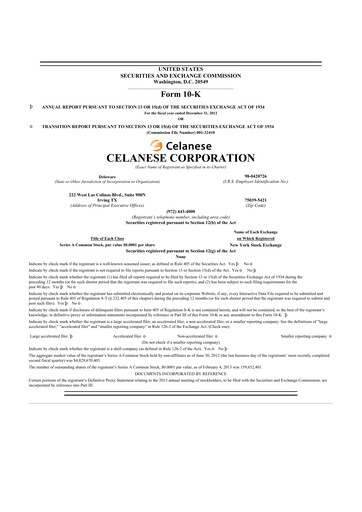 Thumbnail Celanese 10-K Annual Report 2012