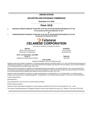 Thumbnail Celanese 10-Q Quarterly Report FY2013 