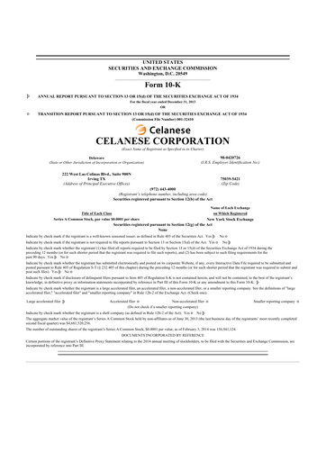 Thumbnail Celanese 10-K Annual Report 2013