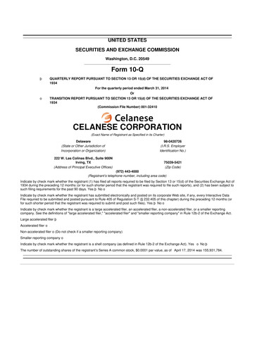 Thumbnail Celanese 10-Q Quarterly Report FY2014 