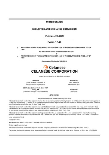 Thumbnail Celanese 10-Q Quarterly Report FY2014 