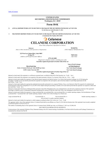 Thumbnail Celanese 10-K Annual Report 2014