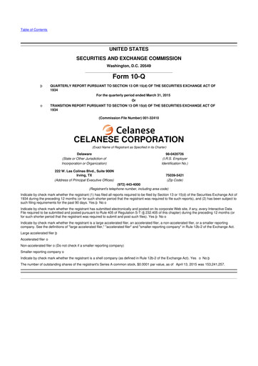 Thumbnail Celanese 10-Q Quarterly Report FY2015 