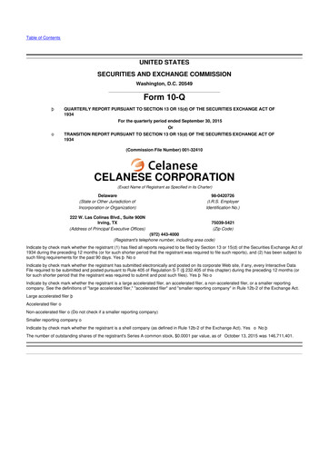 Thumbnail Celanese 10-Q Quarterly Report FY2015 