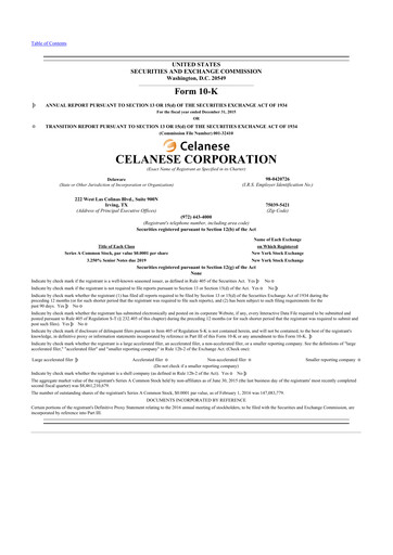 Thumbnail Celanese 10-K Annual Report 2015