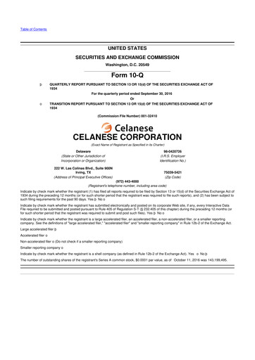 Thumbnail Celanese 10-Q Quarterly Report FY2016 