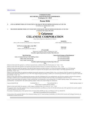 Thumbnail Celanese 10-K Annual Report 2016