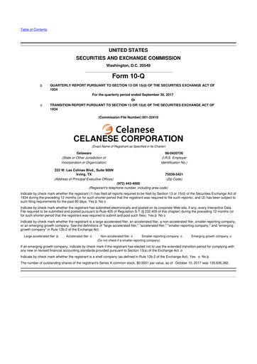 Thumbnail Celanese 10-Q Quarterly Report FY2017 