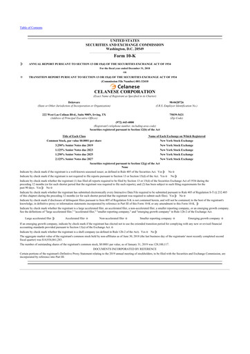 Thumbnail Celanese 10-K Annual Report 2018