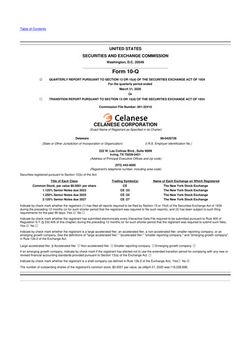 Thumbnail Celanese 10-Q Quarterly Report FY2020 