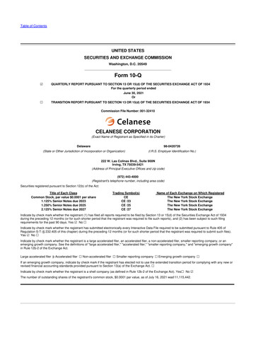 Thumbnail Celanese 10-Q Quarterly Report FY2021 