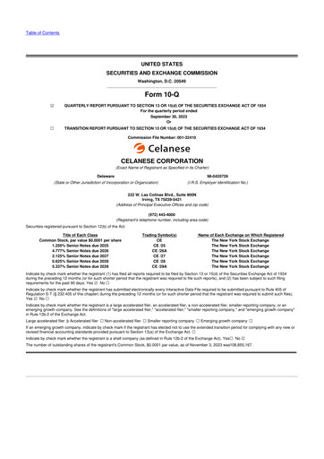 Thumbnail Celanese 10-Q Quarterly Report FY2023 