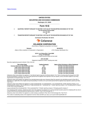 Thumbnail Celanese 10-Q Quarterly Report FY2024 