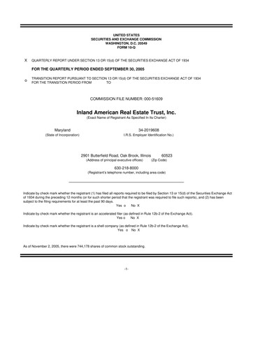 Thumbnail InvenTrust Properties 10-Q Quarterly Report FY 