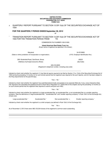 Thumbnail InvenTrust Properties 10-Q Quarterly Report FY2012 