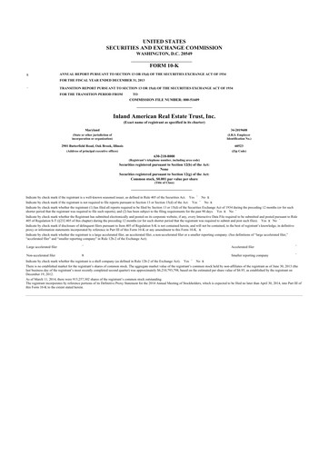 Thumbnail InvenTrust Properties 10-K Annual Report 2013