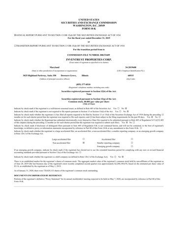 Thumbnail InvenTrust Properties 10-K Annual Report 2019