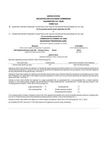 Thumbnail InvenTrust Properties 10-Q Quarterly Report FY2021 