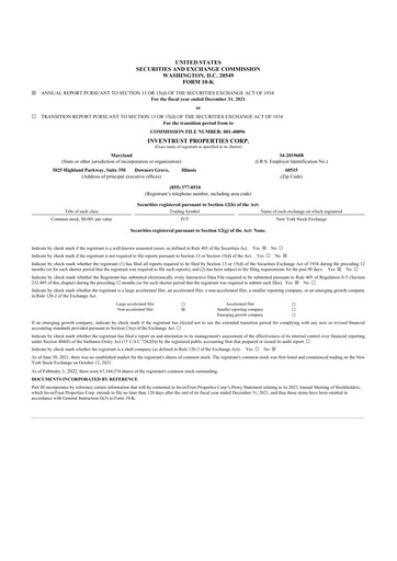 Thumbnail InvenTrust Properties 10-K Annual Report 2021