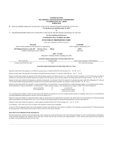 Thumbnail InvenTrust Properties 10-K Annual Report 2022