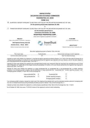 Thumbnail InvenTrust Properties 10-Q Quarterly Report FY2026 Q3