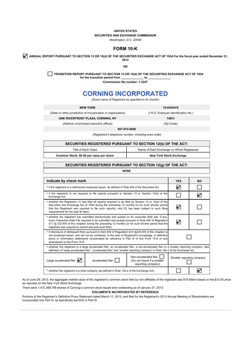 Thumbnail Corning 10-K Annual Report 2012