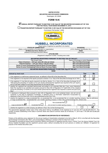 Thumbnail Hubbell 10-K Annual Report 2013