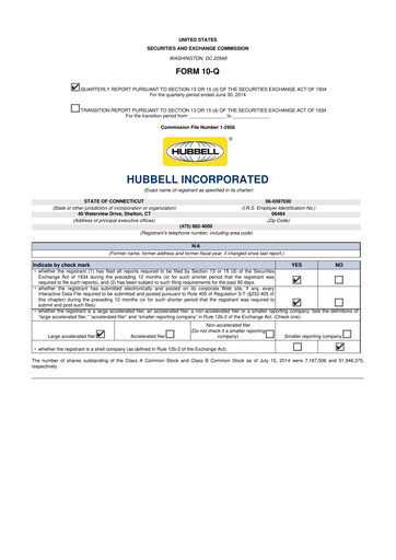 Thumbnail Hubbell 10-Q Quarterly Report FY2014 