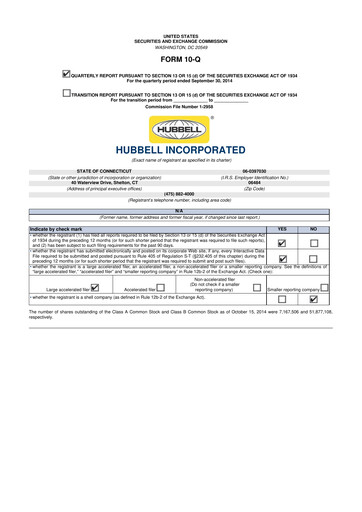 Thumbnail Hubbell 10-Q Quarterly Report FY2014 