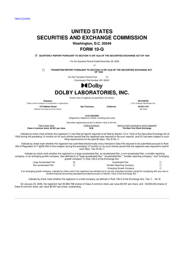 Thumbnail Dolby 10-Q Quarterly Report FY2026 