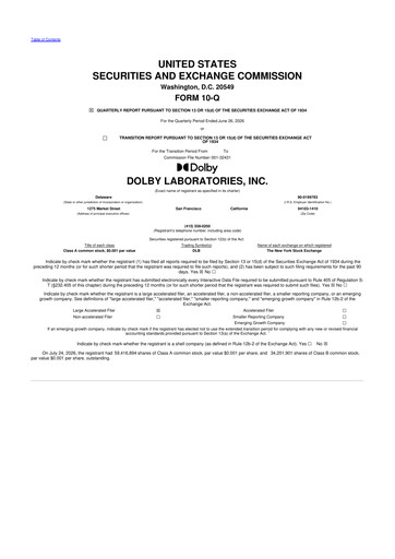 Thumbnail Dolby 10-Q Quarterly Report FY2026 